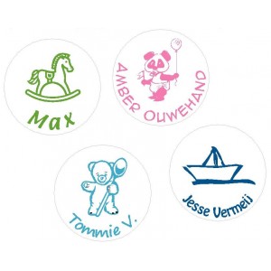 Ronde baby naamstickers - wit